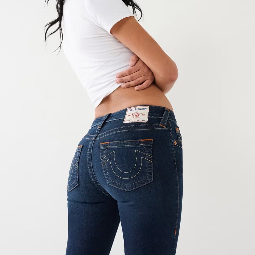 TRUE RELIGION JENNIE MID RISE CURVY SKINNY JEAN in Indigo Upgrade